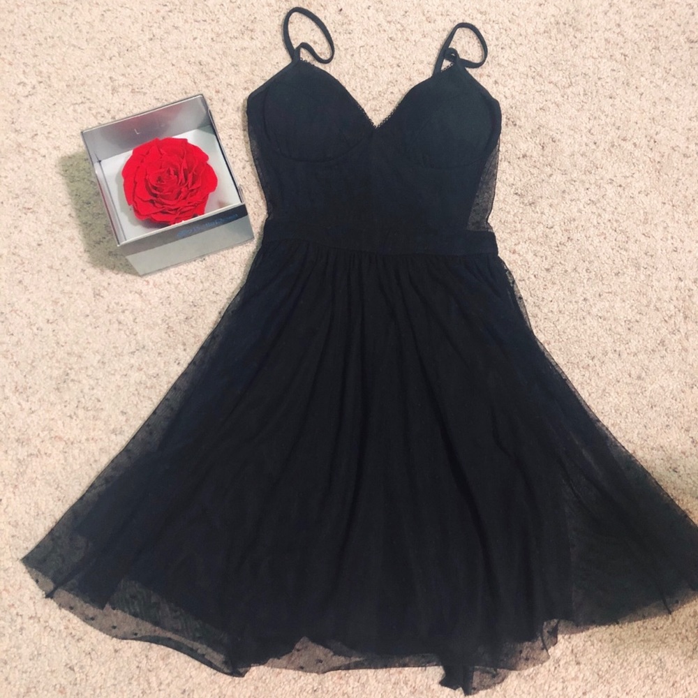 Black pokadot tulle dress